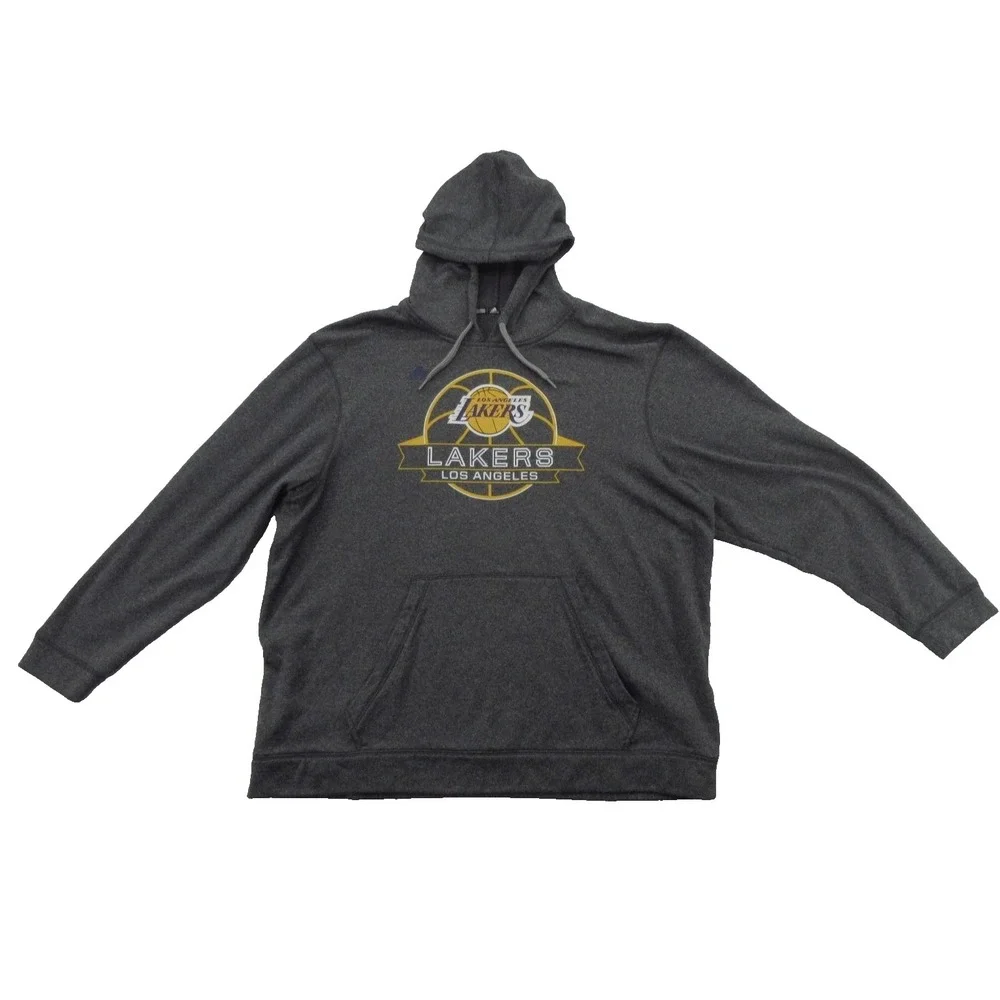 Los Angeles Lakers Hoodie Mens 2XL Gray NBA Basketball Adidas Sweatshirt